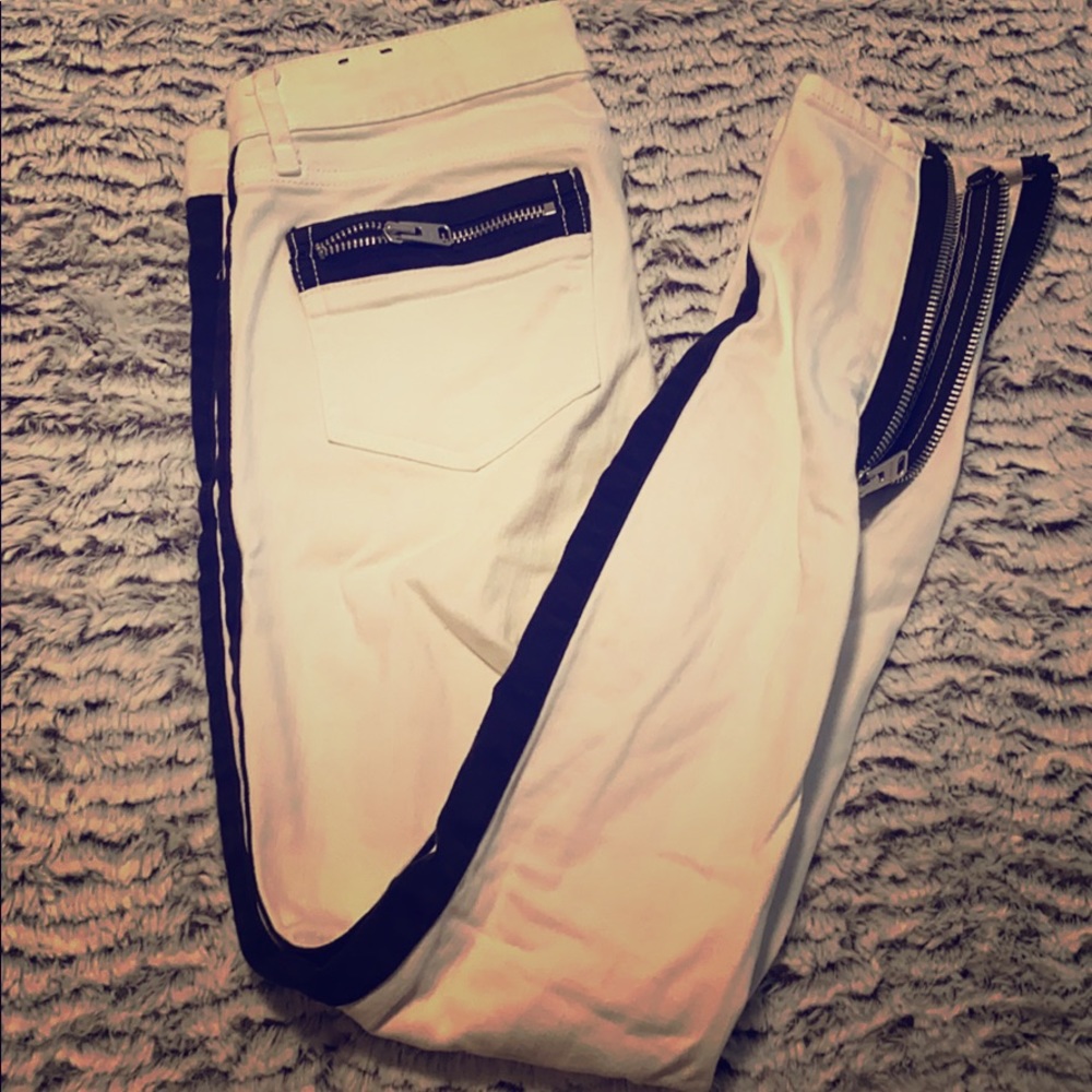 Express White and Black Stripe Jeans